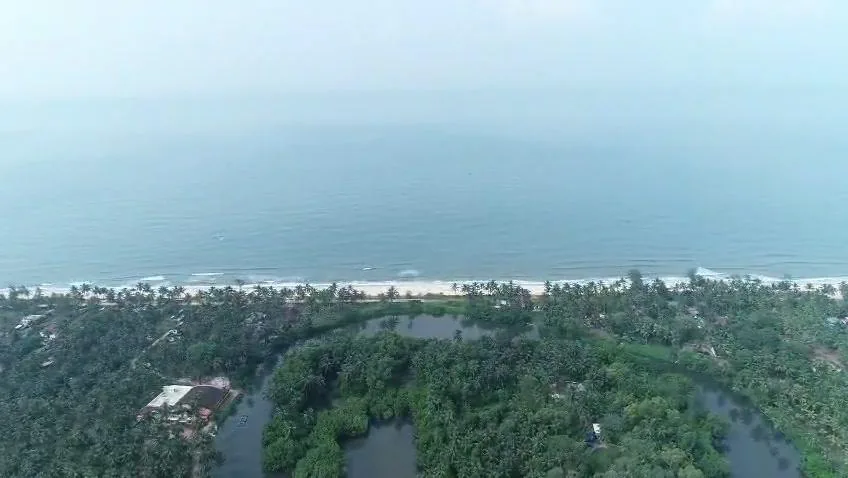 Aerial of the beach corridor and tidal water network.